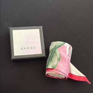 Gucci Pink and Green Floral Silk Wrap